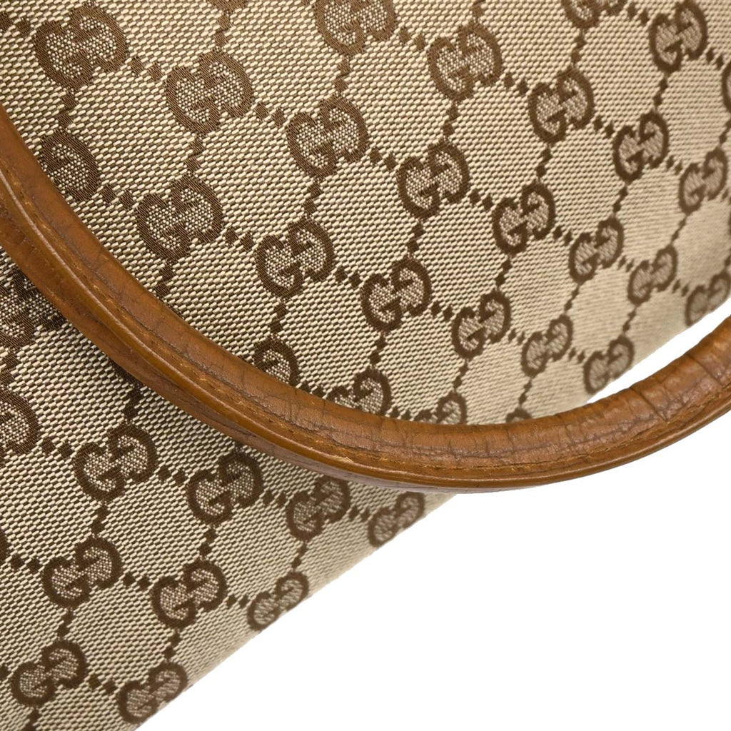 Gucci Brown Beige Bamboo GG Tote Bag