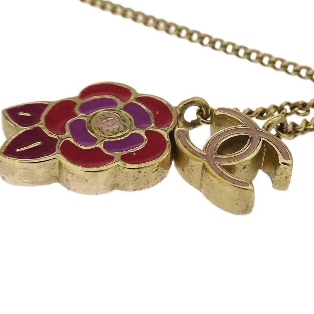 Chanel CC Chain Necklace Gold Camellia 05P