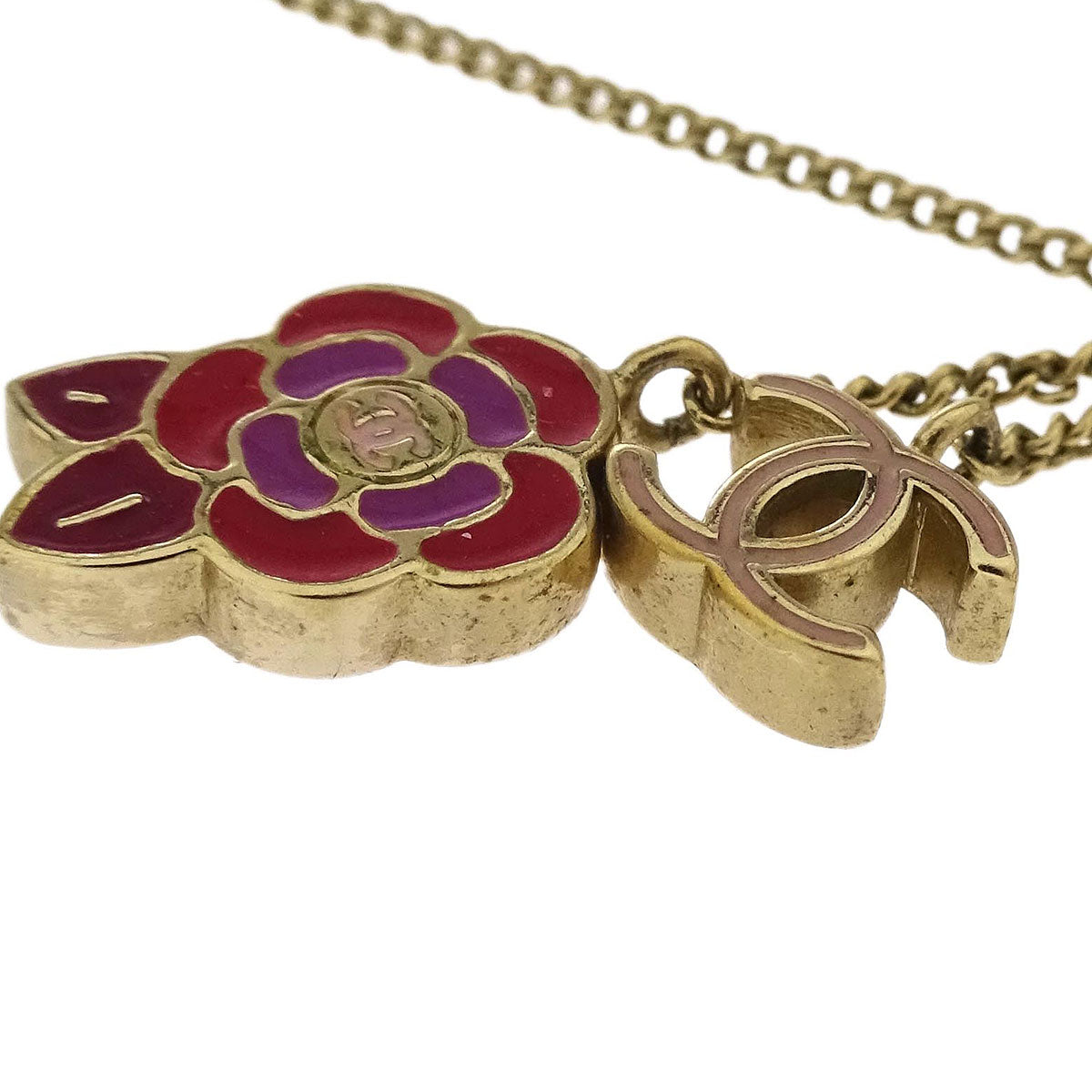 Chanel CC Chain Necklace Gold Camellia 05P