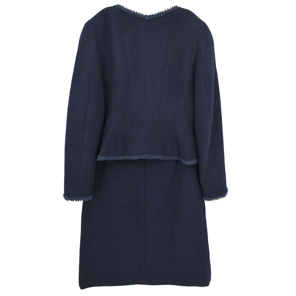 Chanel 1997 Setup Suit Jacket Skirt Navy #38