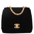 Chanel Black Velvet Shoulder Bag