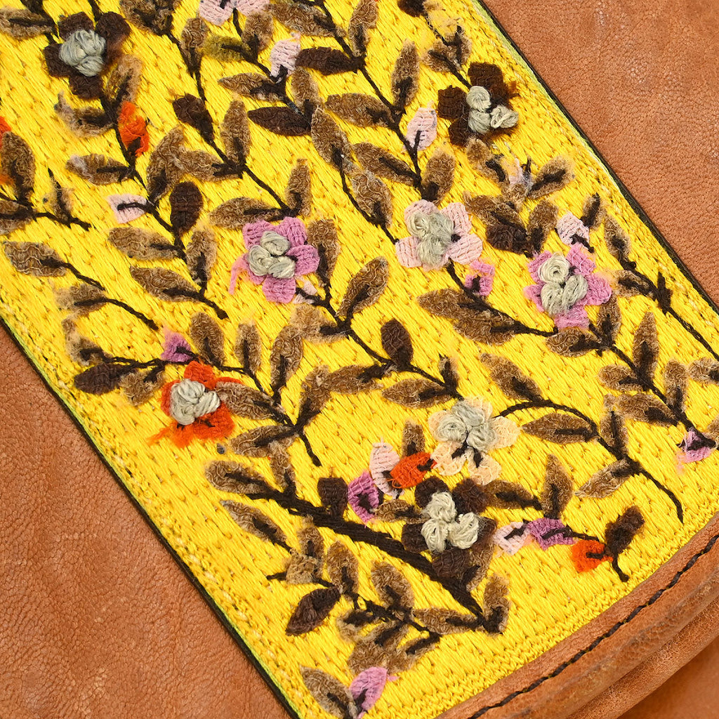 Fendi Brown Flower Motif Beaded Shoulder Bag