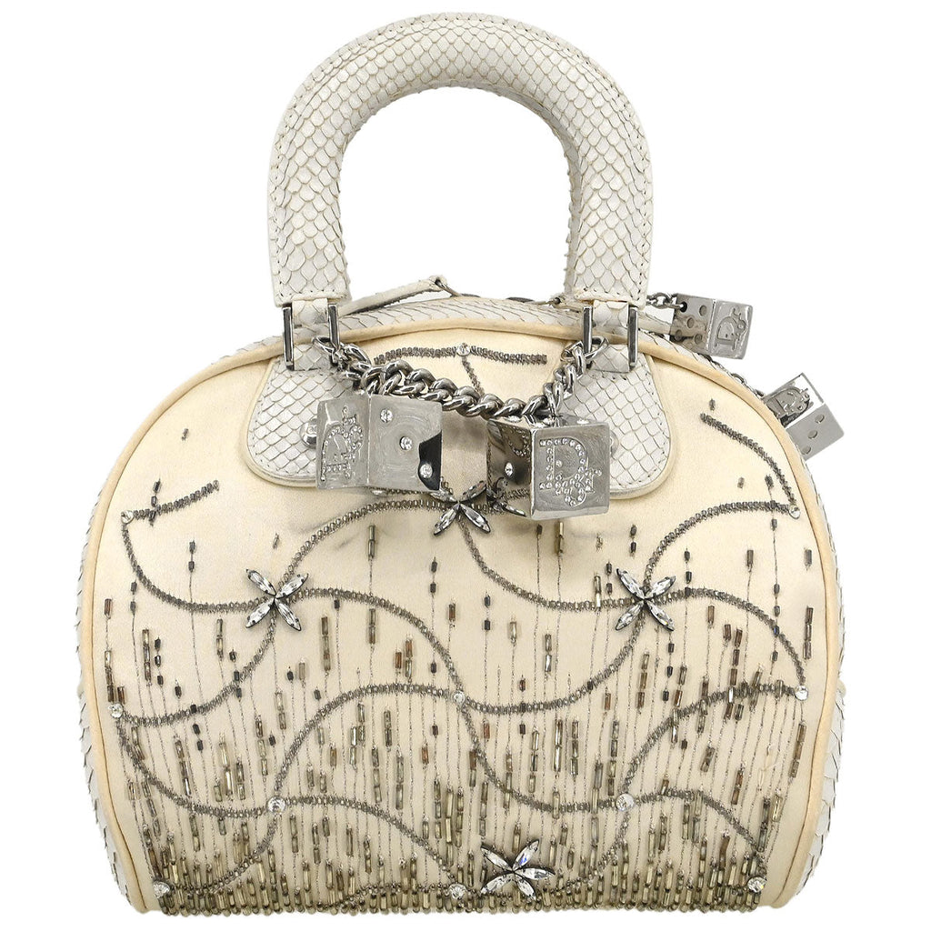 Christian Dior * White Python Gambler Dice Handbag