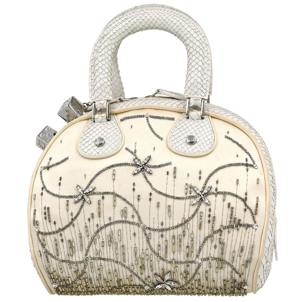Christian Dior * White Python Gambler Dice Handbag