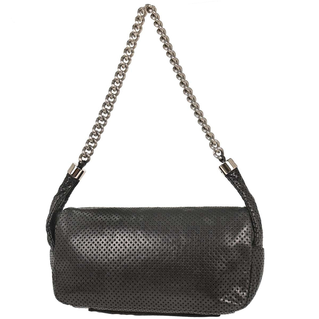 Chanel 2008-2009 Black Perforated Lambskin Flap Shoulder Bag
