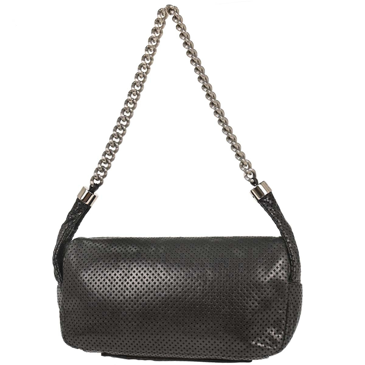 Chanel 2008-2009 Black Perforated Lambskin Flap Shoulder Bag