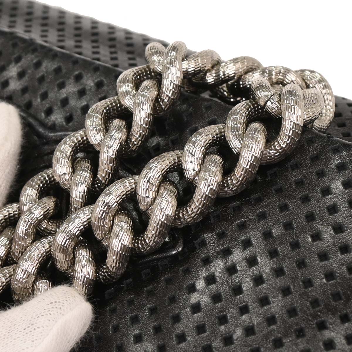 Chanel 2008-2009 Black Perforated Lambskin Flap Shoulder Bag