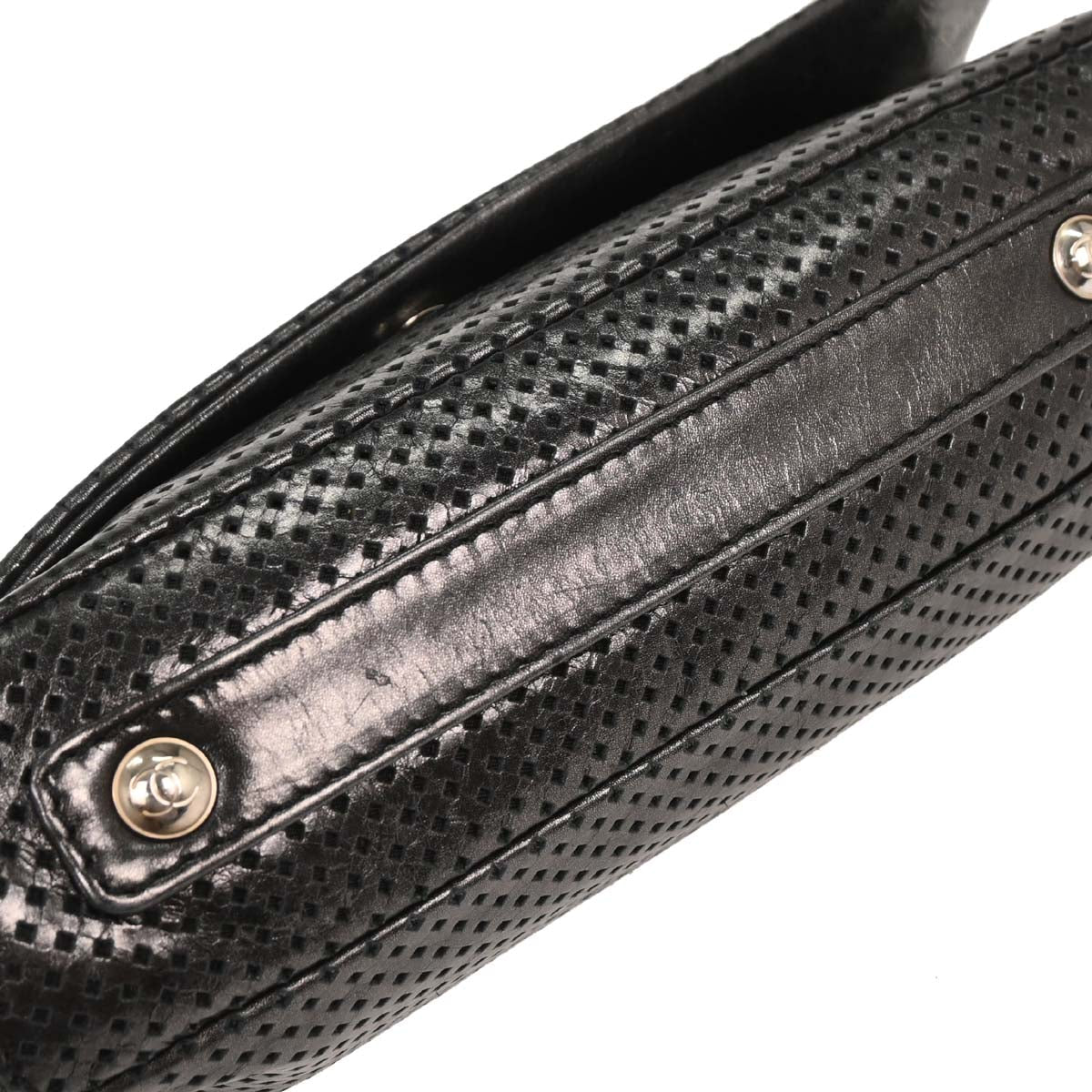 Chanel 2008-2009 Black Perforated Lambskin Flap Shoulder Bag