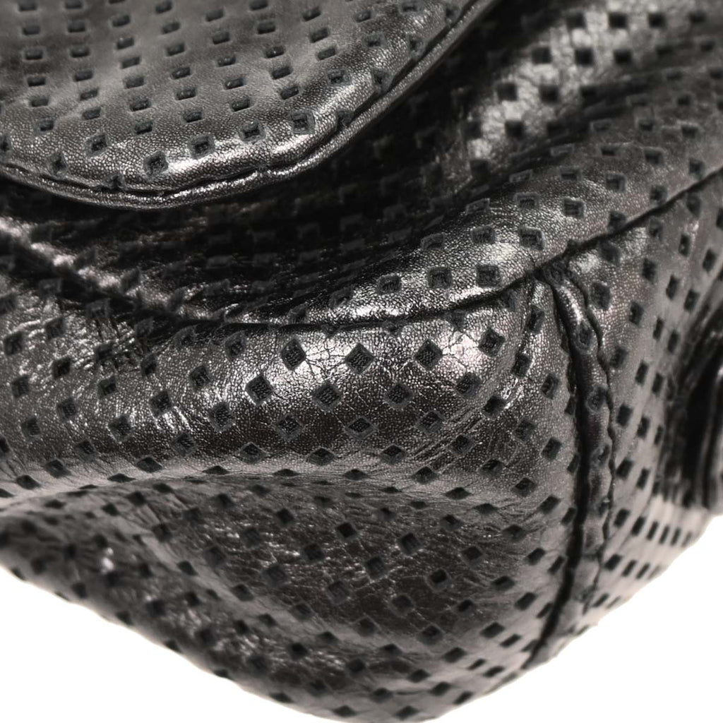 Chanel 2008-2009 Black Perforated Lambskin Flap Shoulder Bag