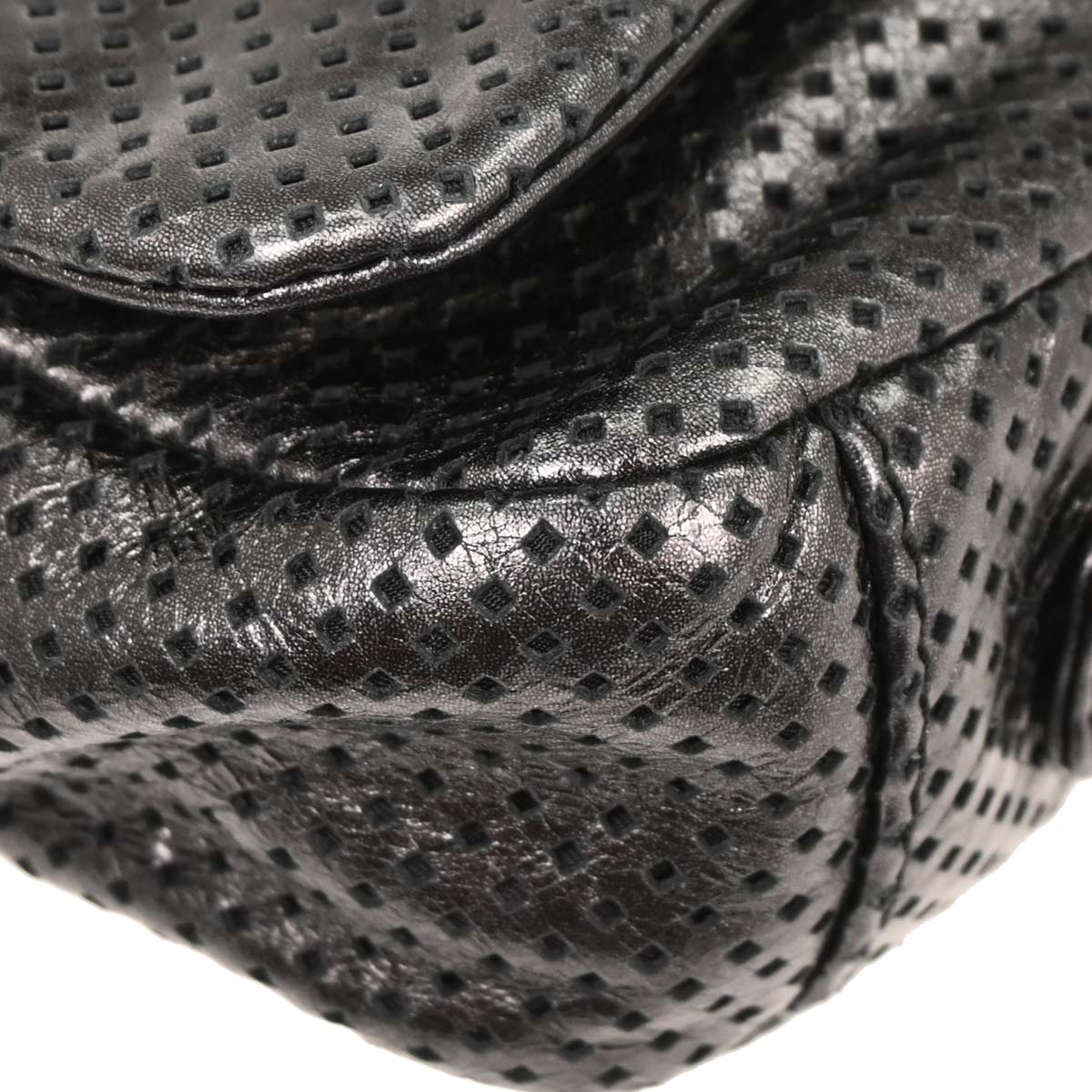 Chanel 2008-2009 Black Perforated Lambskin Flap Shoulder Bag