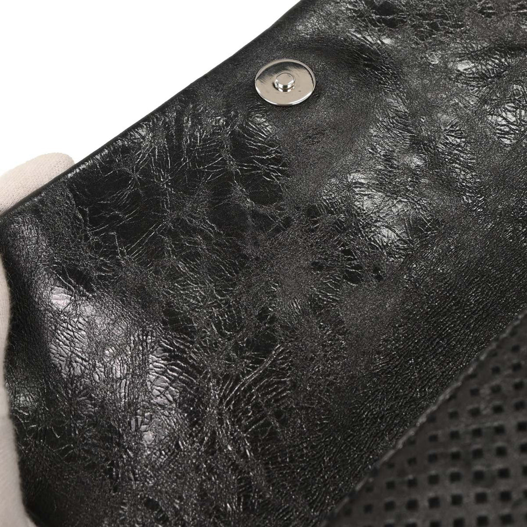 Chanel 2008-2009 Black Perforated Lambskin Flap Shoulder Bag