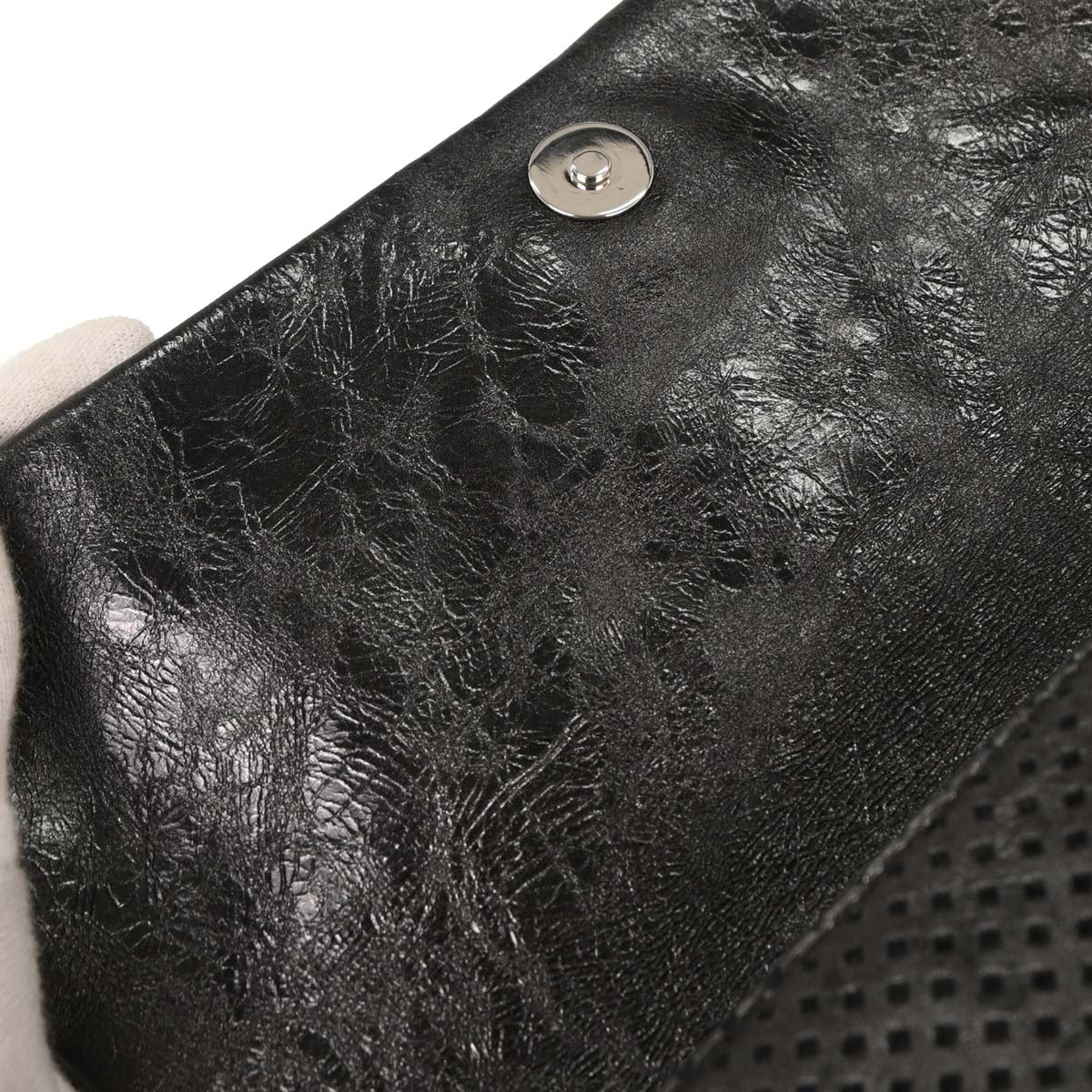 Chanel 2008-2009 Black Perforated Lambskin Flap Shoulder Bag