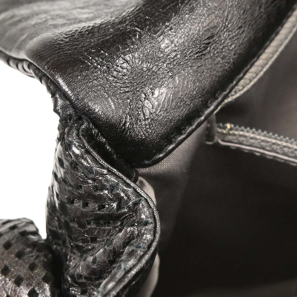 Chanel 2008-2009 Black Perforated Lambskin Flap Shoulder Bag