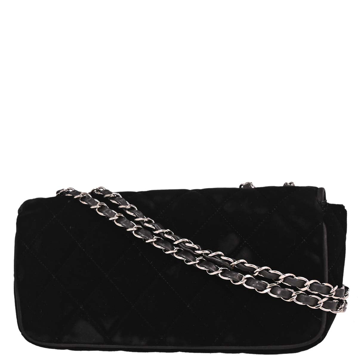 Chanel Black Velvet East West Shoulder Bag