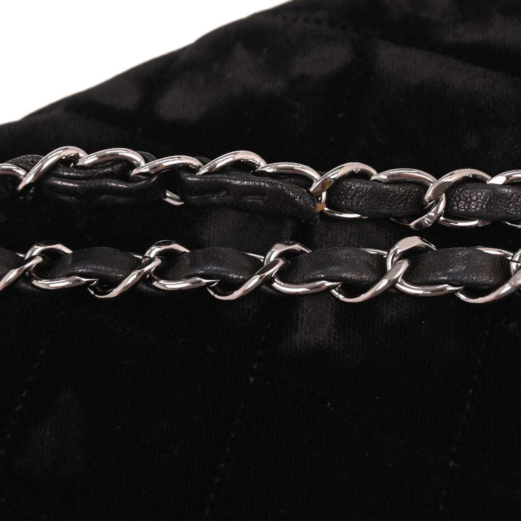 Chanel Black Velvet East West Shoulder Bag