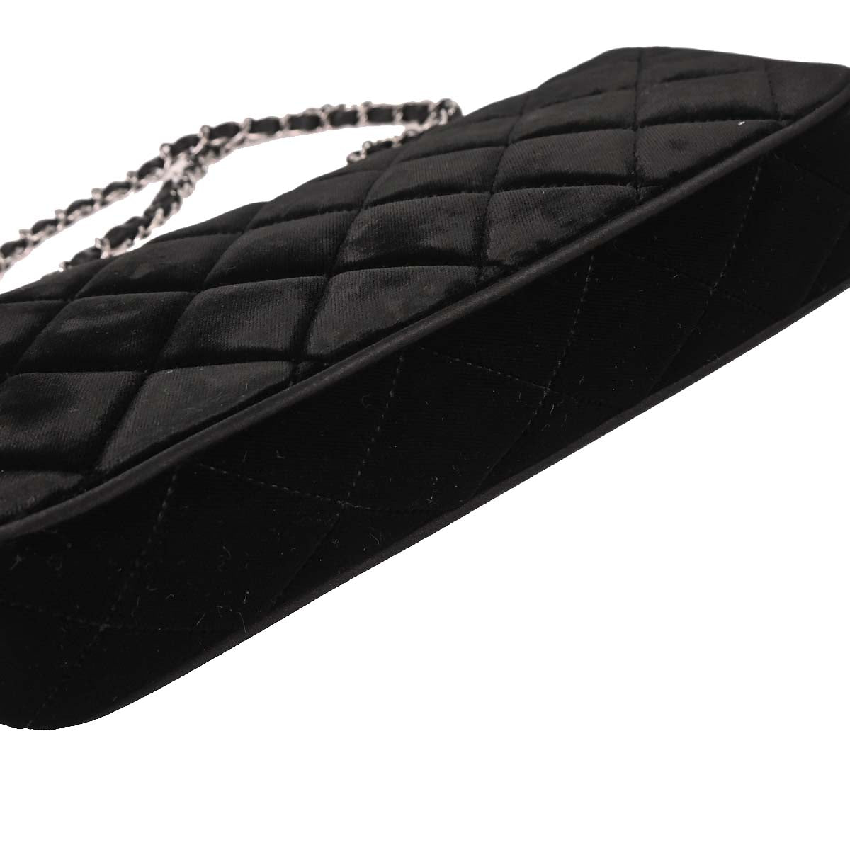 Chanel Black Velvet East West Shoulder Bag
