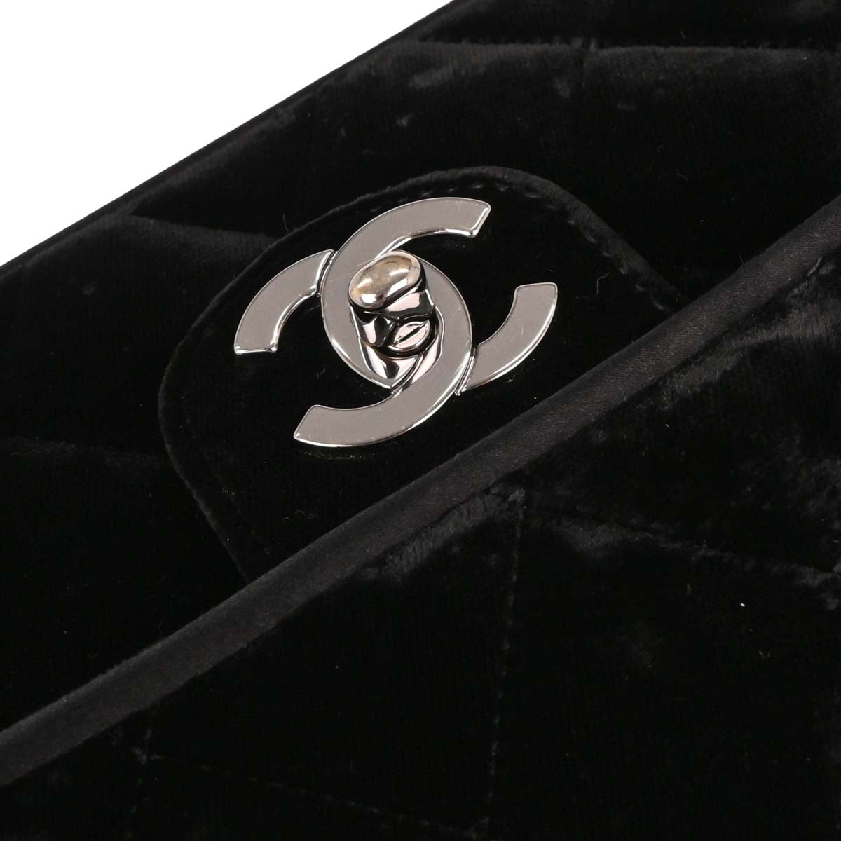 Chanel Black Velvet East West Shoulder Bag