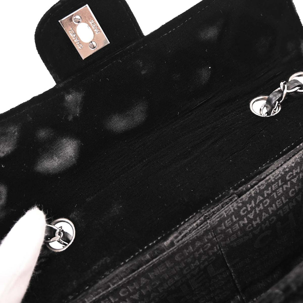 Chanel Black Velvet East West Shoulder Bag