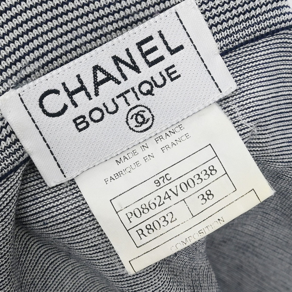 Chanel Short Sleeve Polo Shirt Top Navy #38