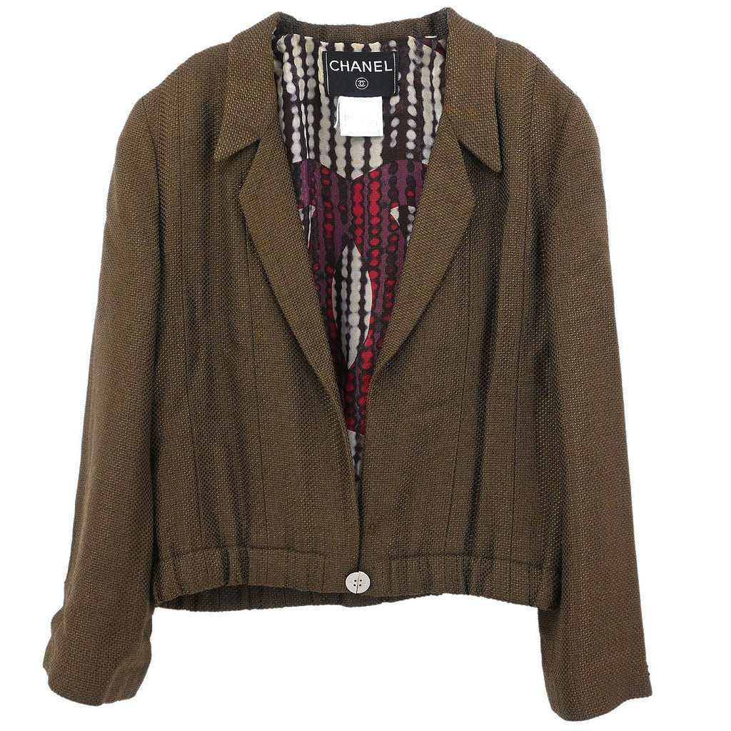Chanel Single Breasted Jacket Brown #34