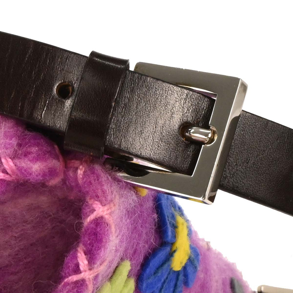 Fendi Purple Felt Patchwork Baguette Handbag