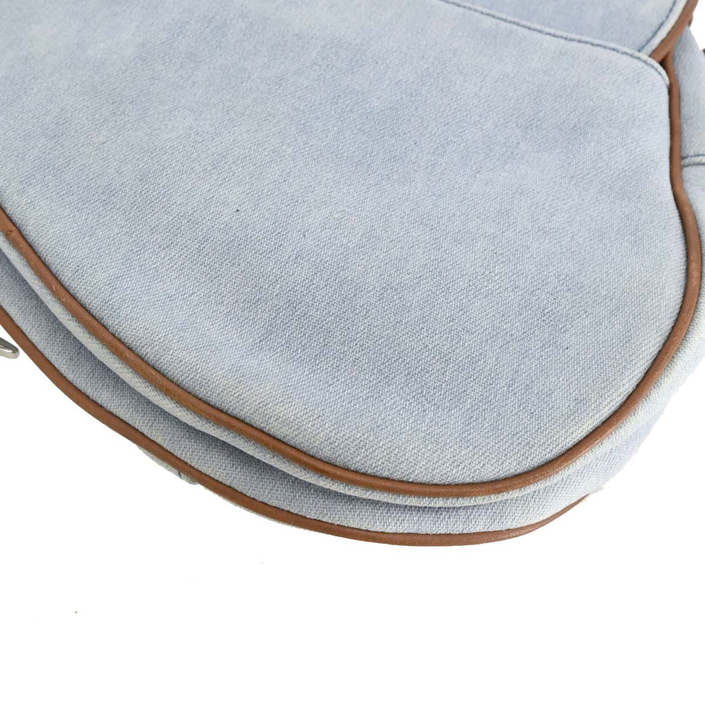 Christian Dior Light Blue Cotton Saddle Handbag