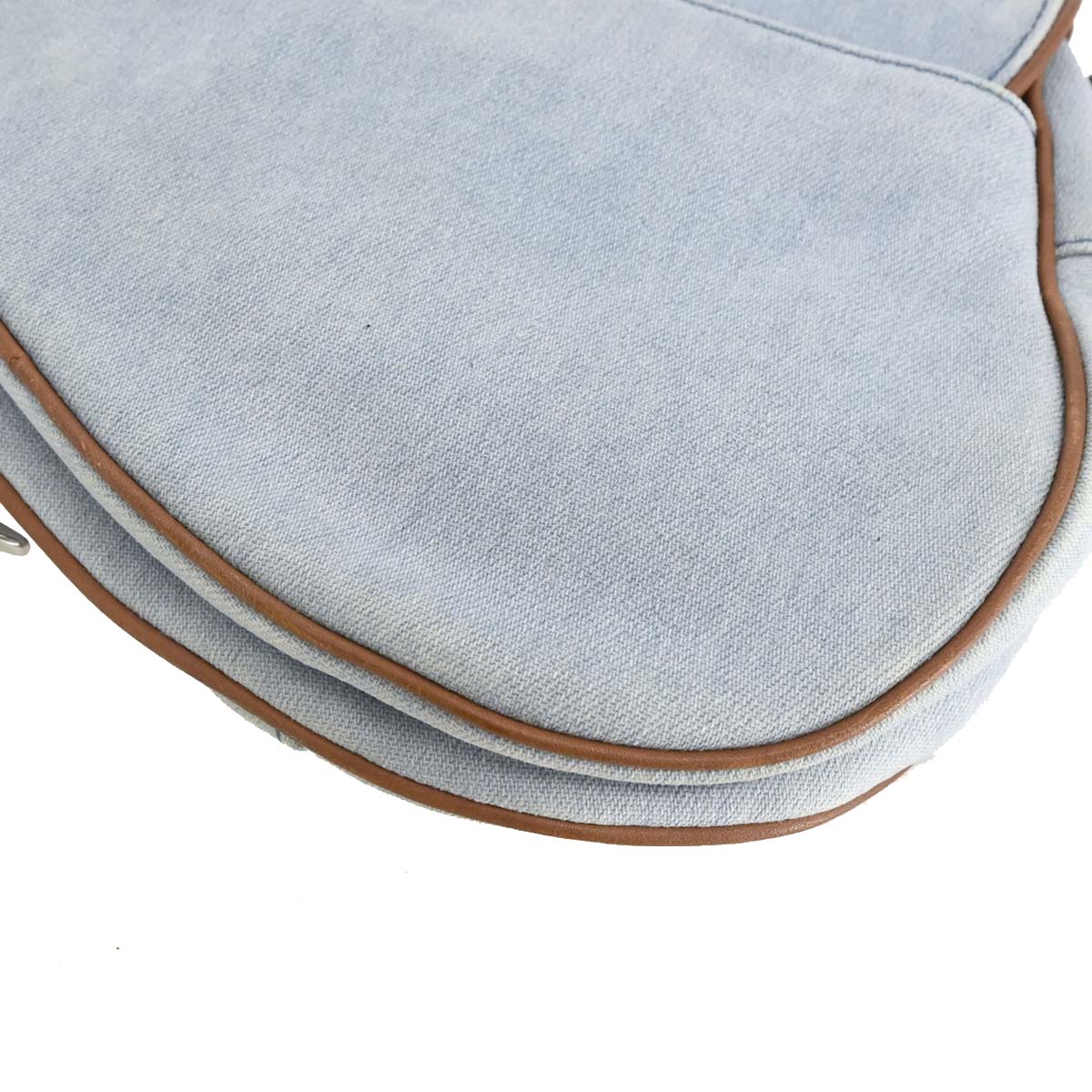 Christian Dior Light Blue Cotton Saddle Handbag