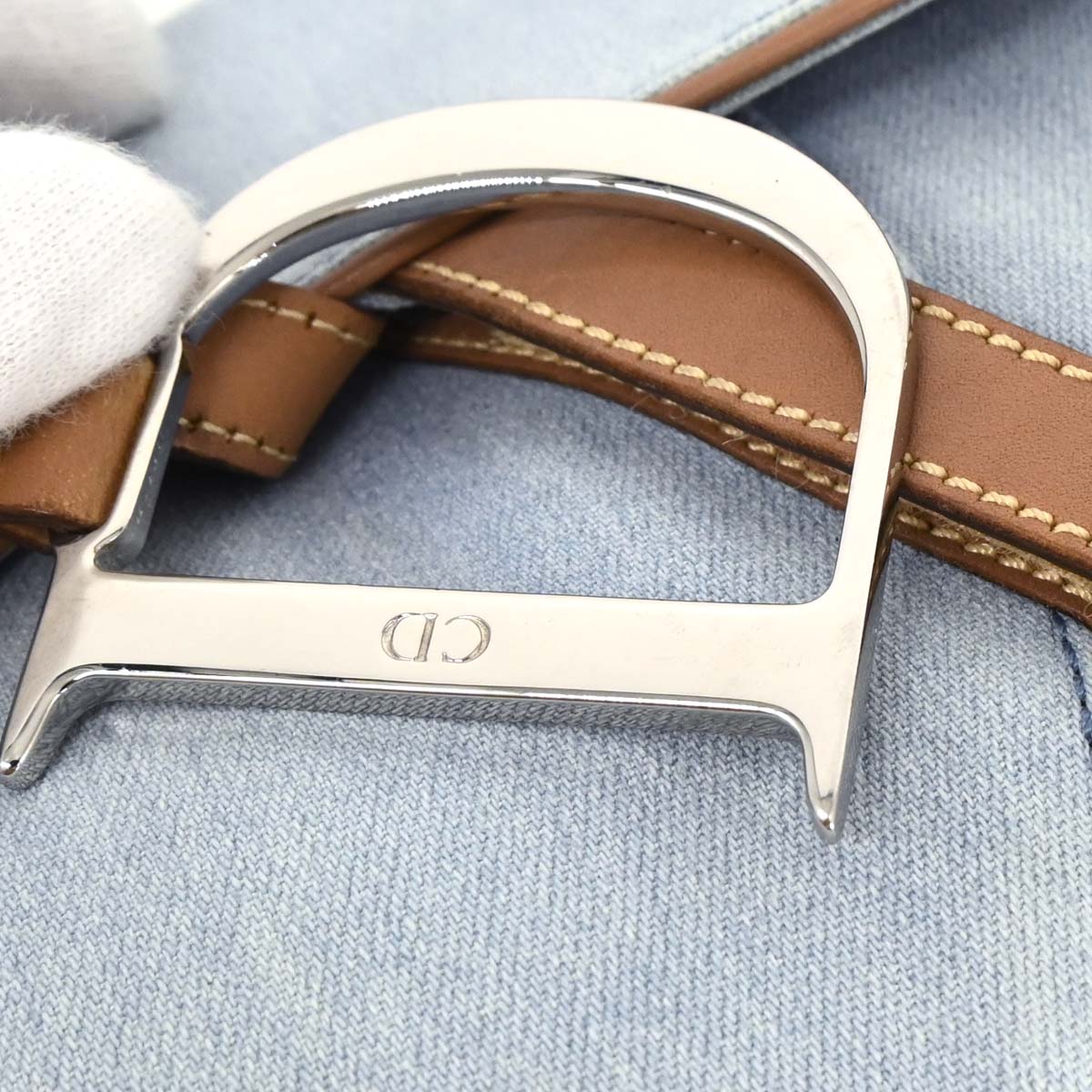 Christian Dior Light Blue Cotton Saddle Handbag