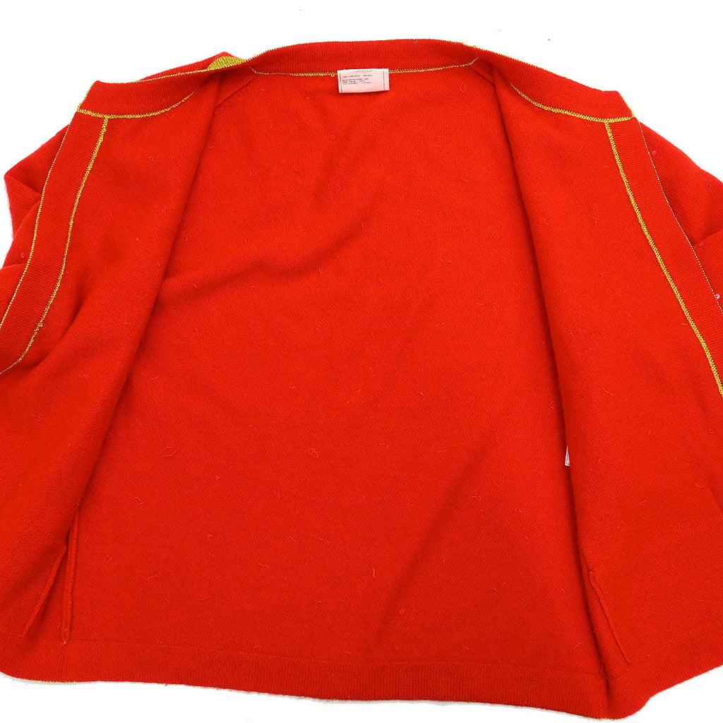 Chanel Ensemble Cardigan Short Sleeve Top Orange #42