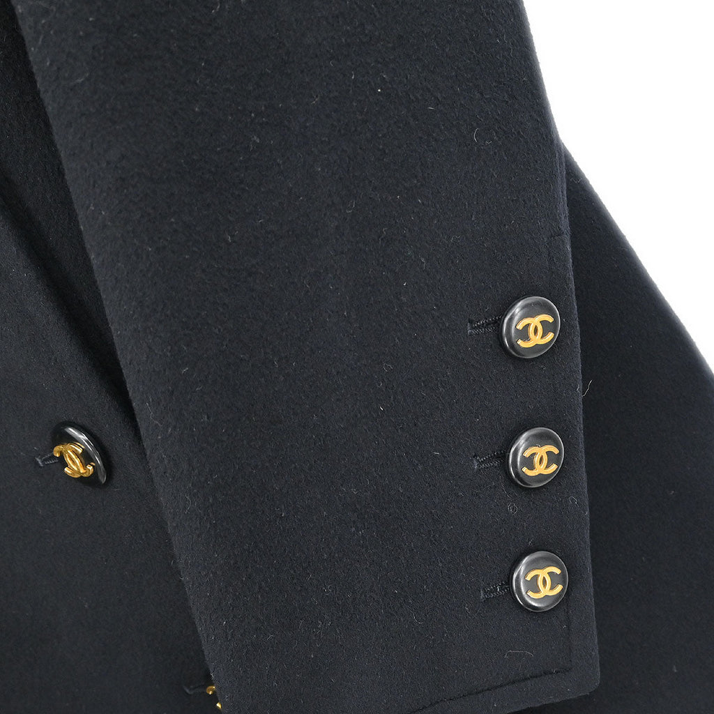 Chanel Double Breasted Coat Black #40