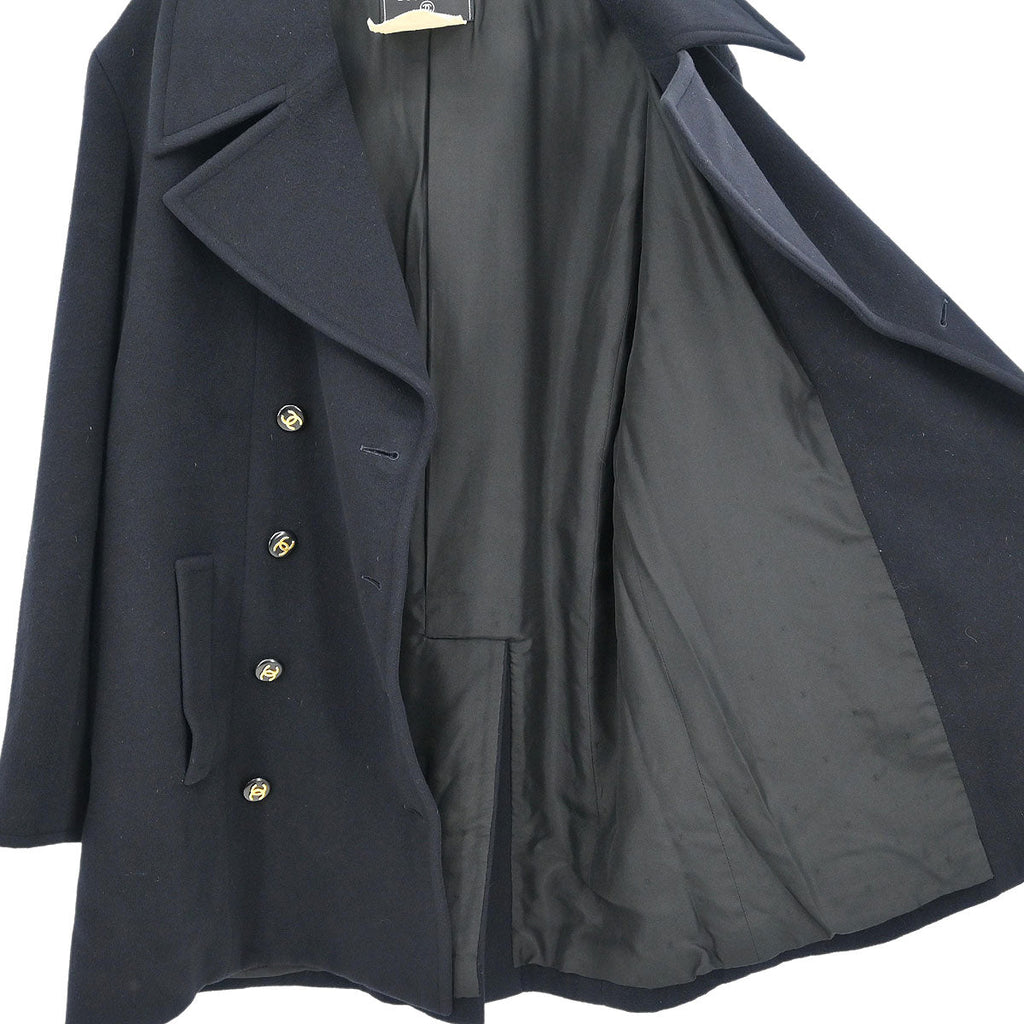 Chanel Double Breasted Coat Black #40