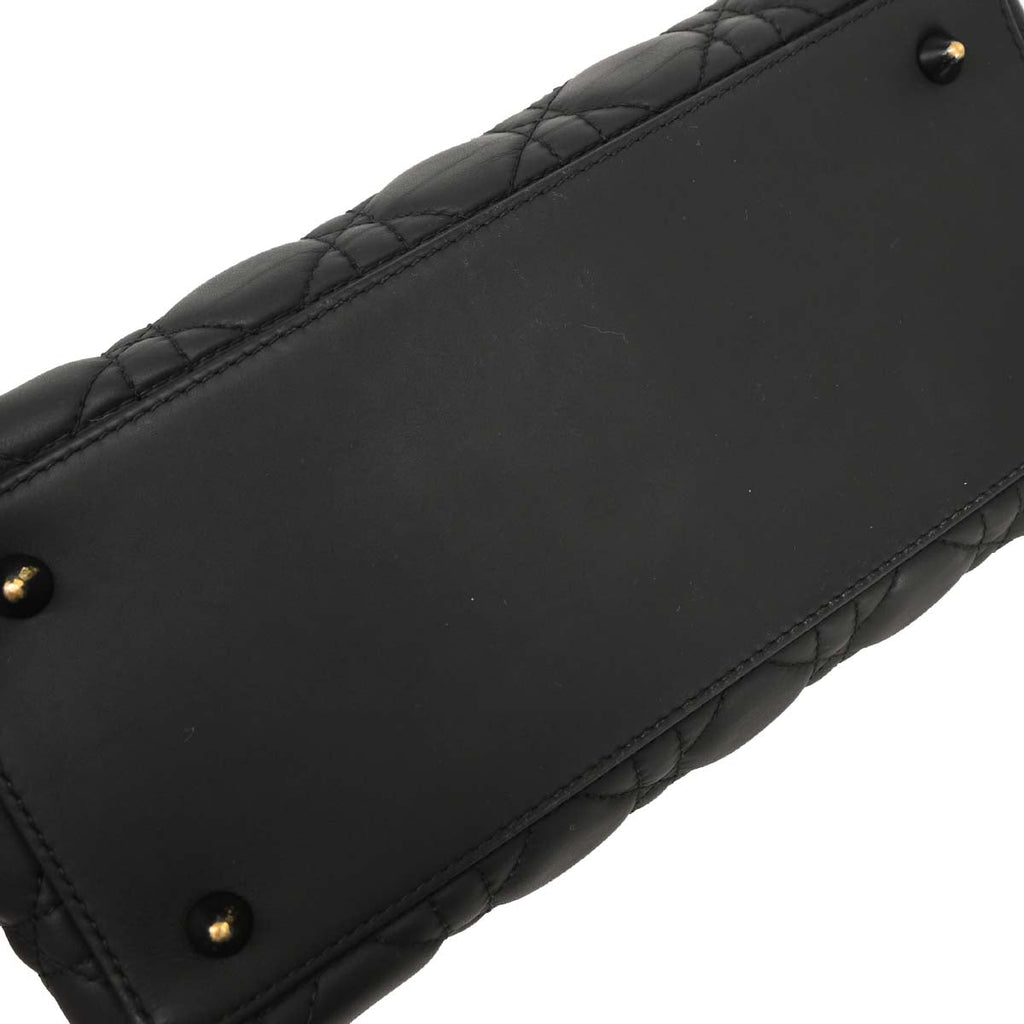 Christian Dior Black Lambskin Lady Dior Cannage Handbag