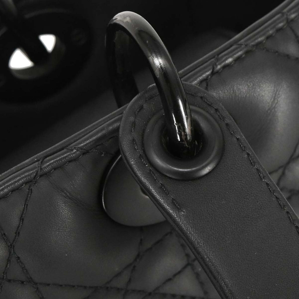 Christian Dior Black Lambskin Lady Dior Cannage Handbag