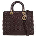 Christian Dior Bordeaux Lambskin Large Lady Dior 2way Shoulder Handbag
