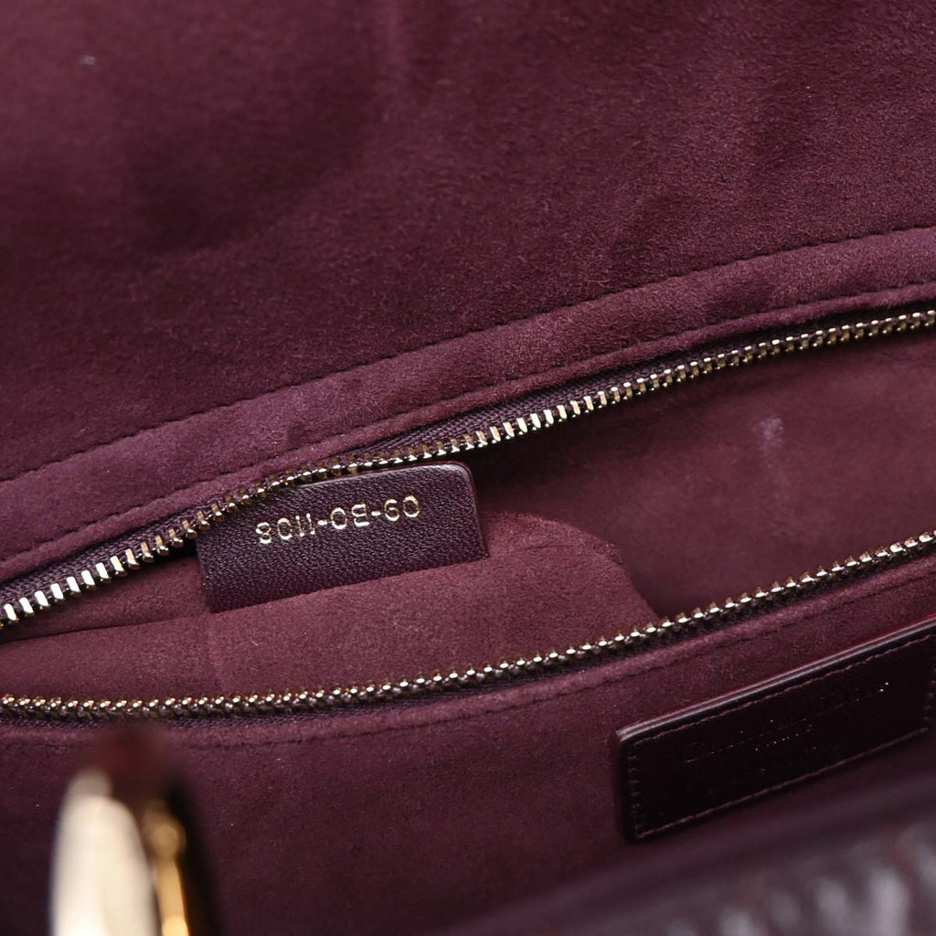 Christian Dior Bordeaux Lambskin Large Lady Dior 2way Shoulder Handbag