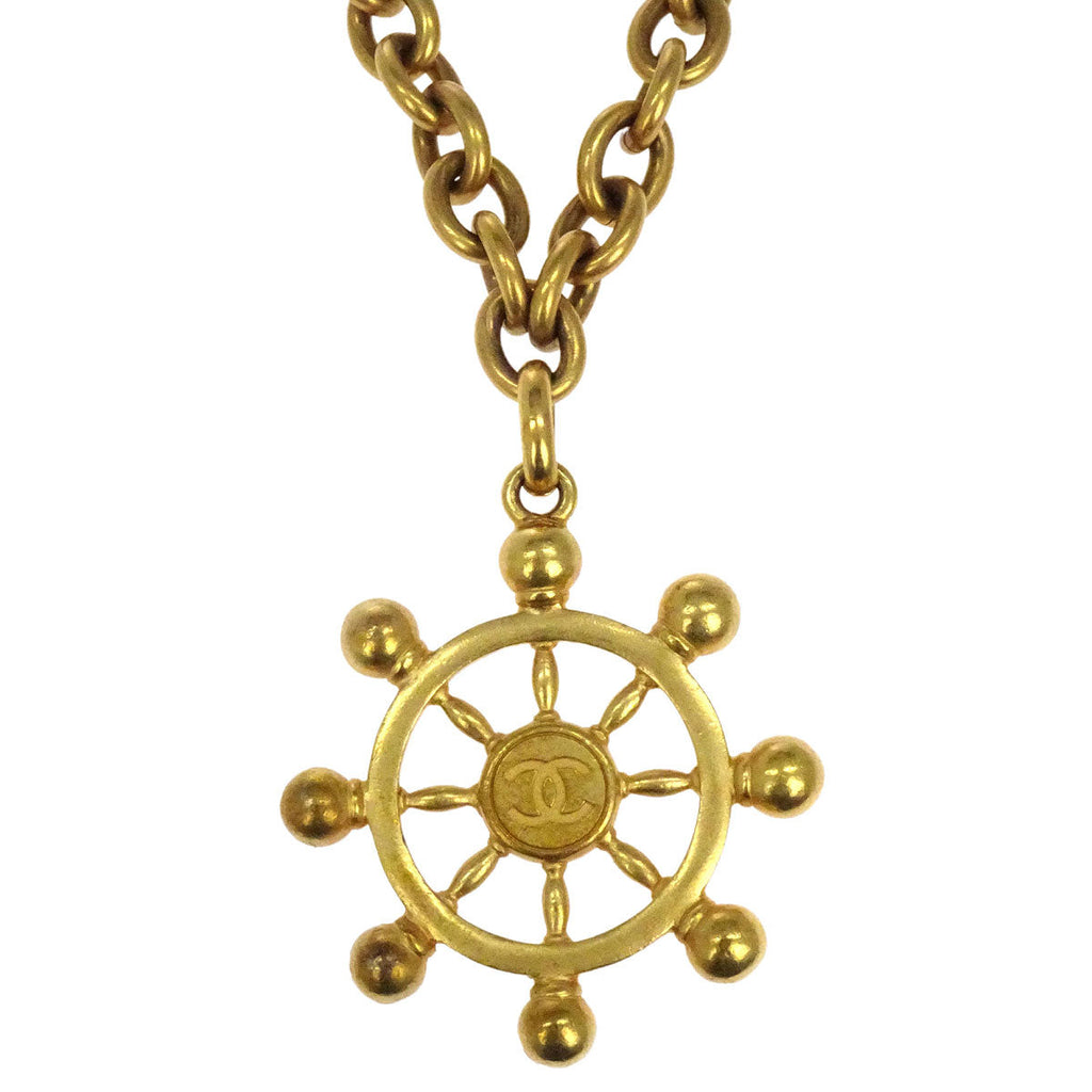 Chanel Rudder Chain Pendant Necklace Gold 94P