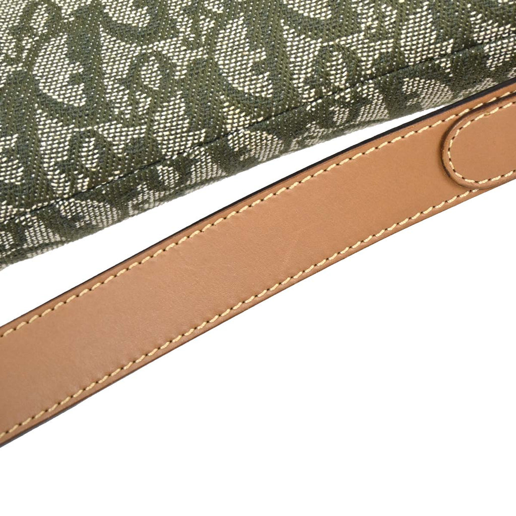 Christian Dior Green Canvas Trotter Saddle Handbag