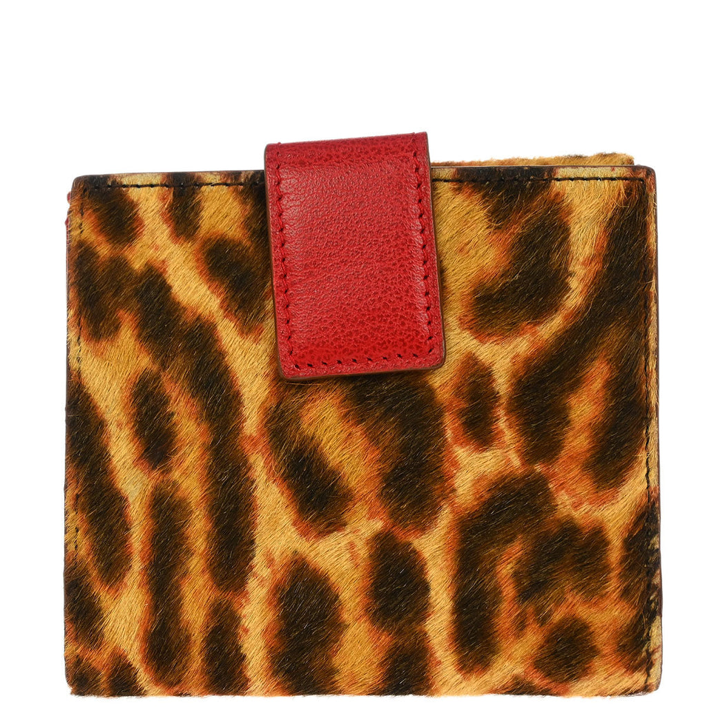 Christian Dior Brown Pony Hair Leopard Print Wallet