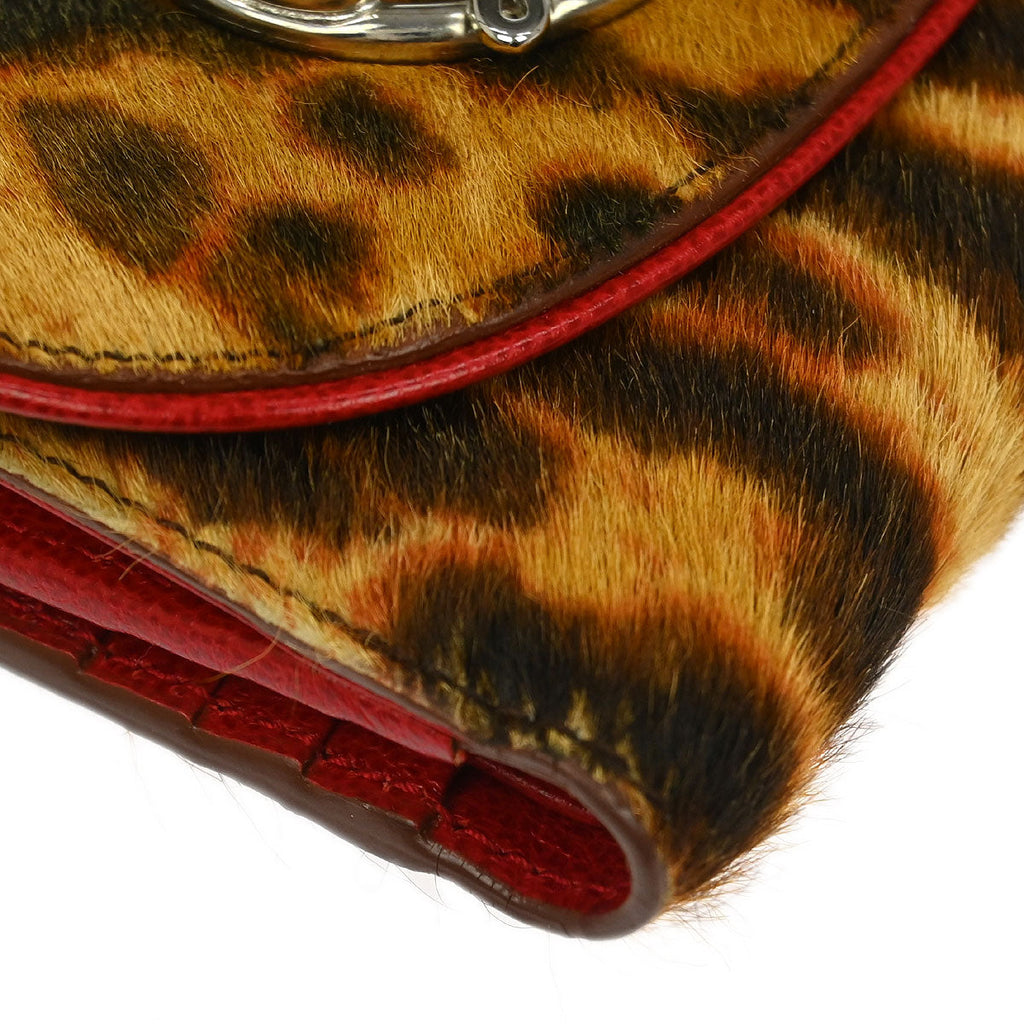 Christian Dior Brown Pony Hair Leopard Print Wallet