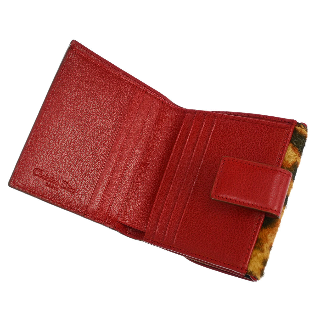 Christian Dior Brown Pony Hair Leopard Print Wallet