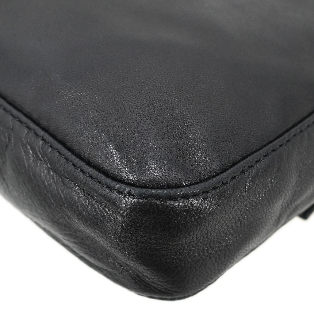 Fendi Black Leather Baguette Handbag