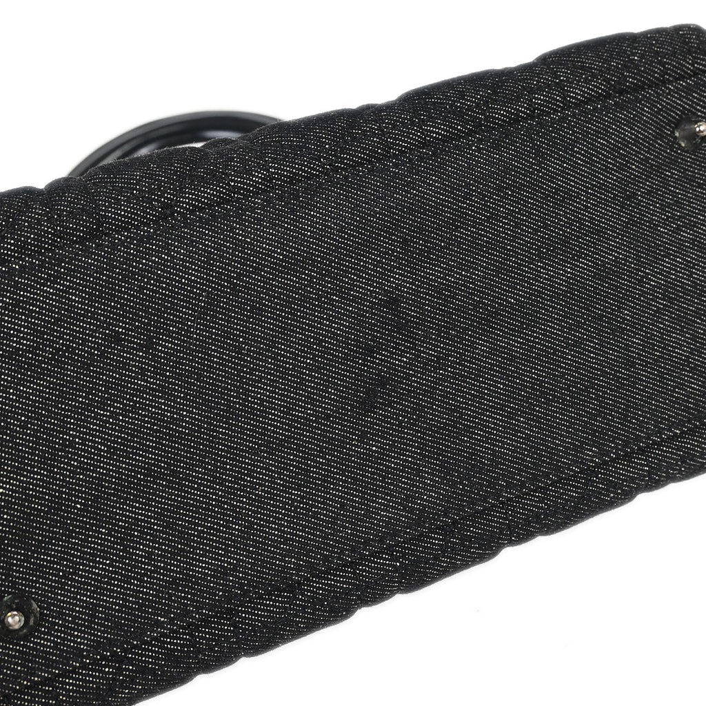Christian Dior Black Denim Medium Lady Dior Cannage Handbag