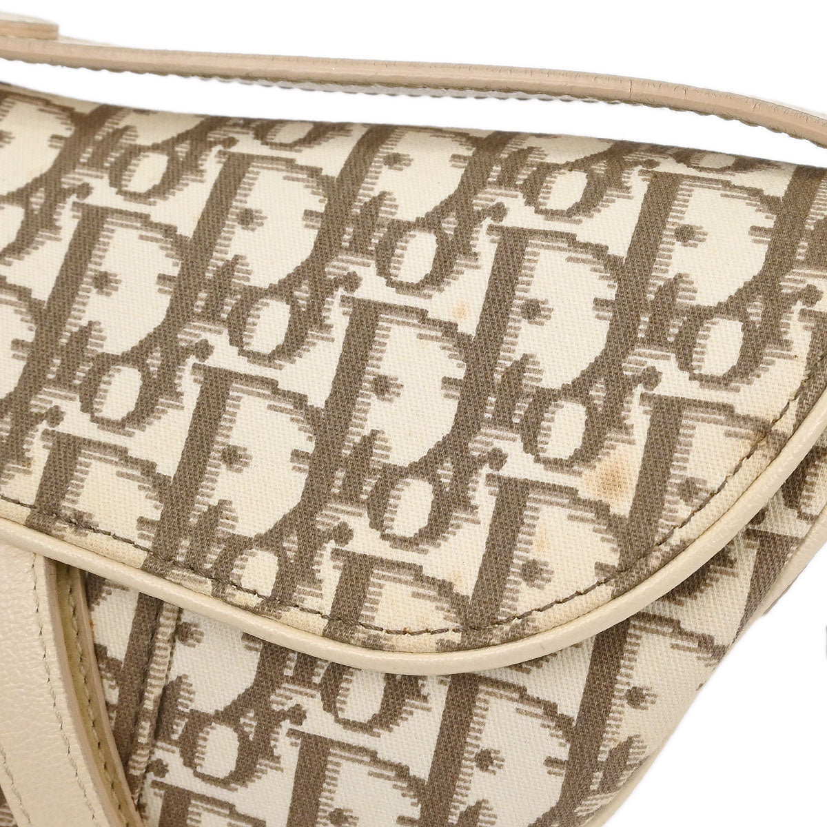 Christian Dior Ivory Embroidered Trotter Saddle Handbag