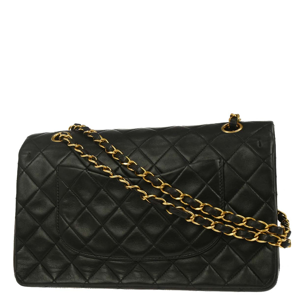 Chanel 1994-1996 Black Lambskin Medium Classic Double Flap Shoulder Bag