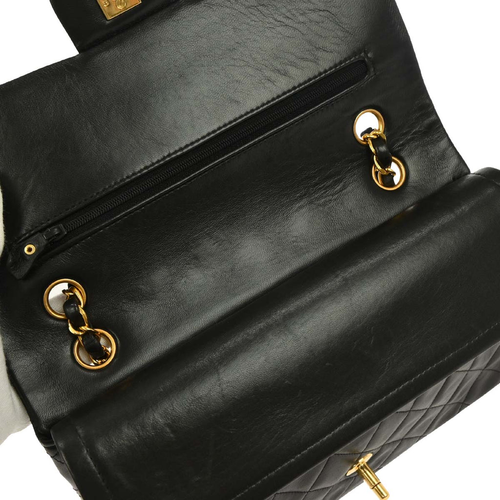 Chanel 1994-1996 Black Lambskin Medium Classic Double Flap Shoulder Bag
