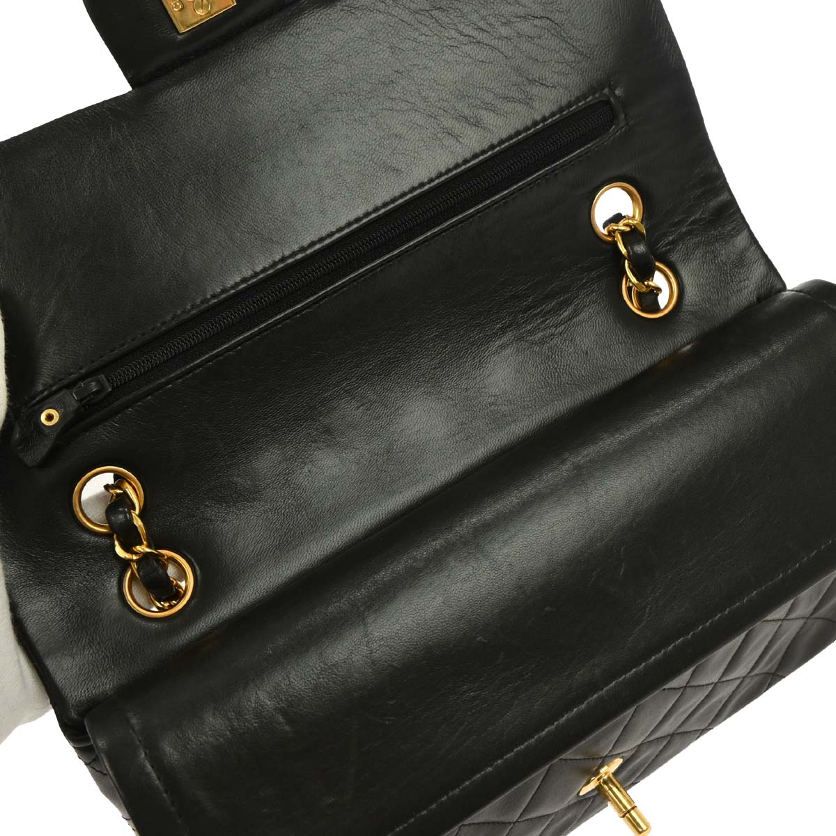 Chanel 1994-1996 Black Lambskin Medium Classic Double Flap Shoulder Bag
