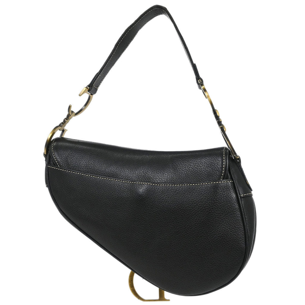 Christian Dior 2002 Black Leather Saddle Handbag