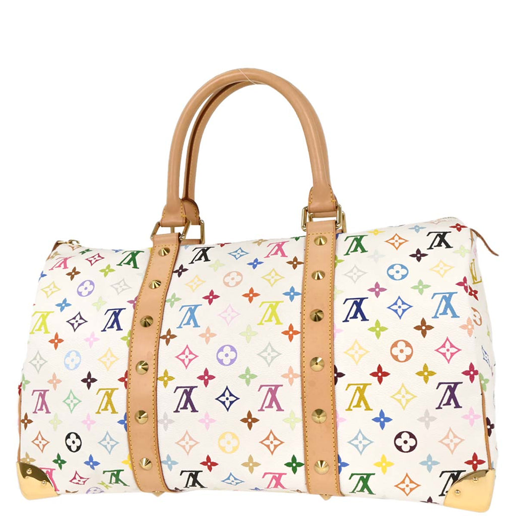 Louis Vuitton White Monogram Multicolor Keepall 45 Handbag M92641