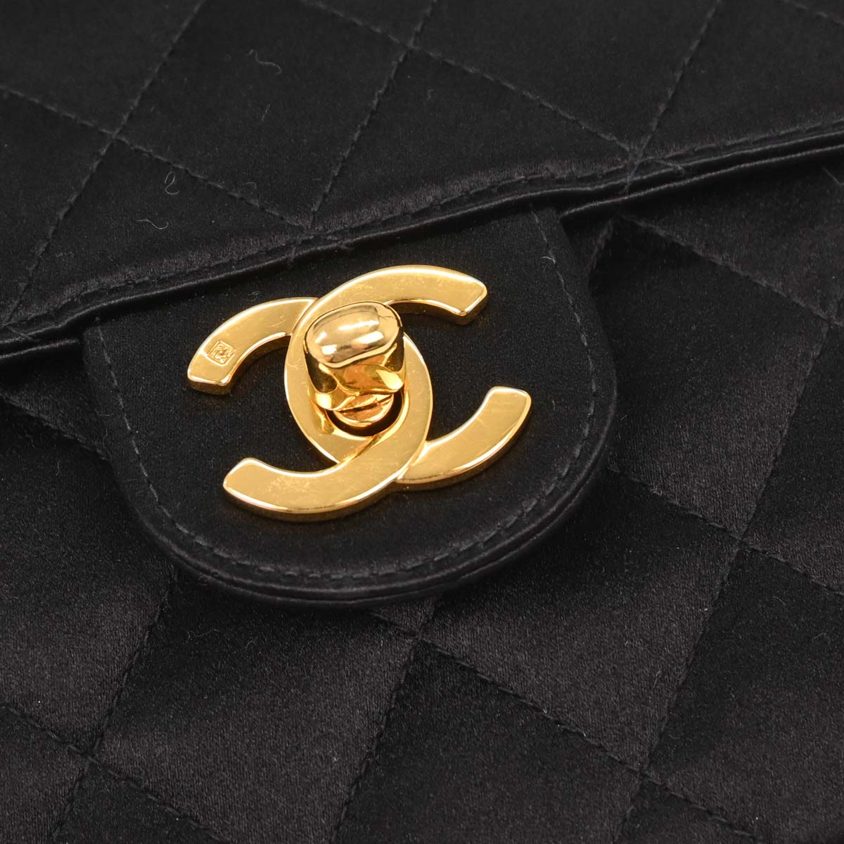 Chanel 1991-1994 Black Satin Mini Classic Square Flap Shoulder Bag