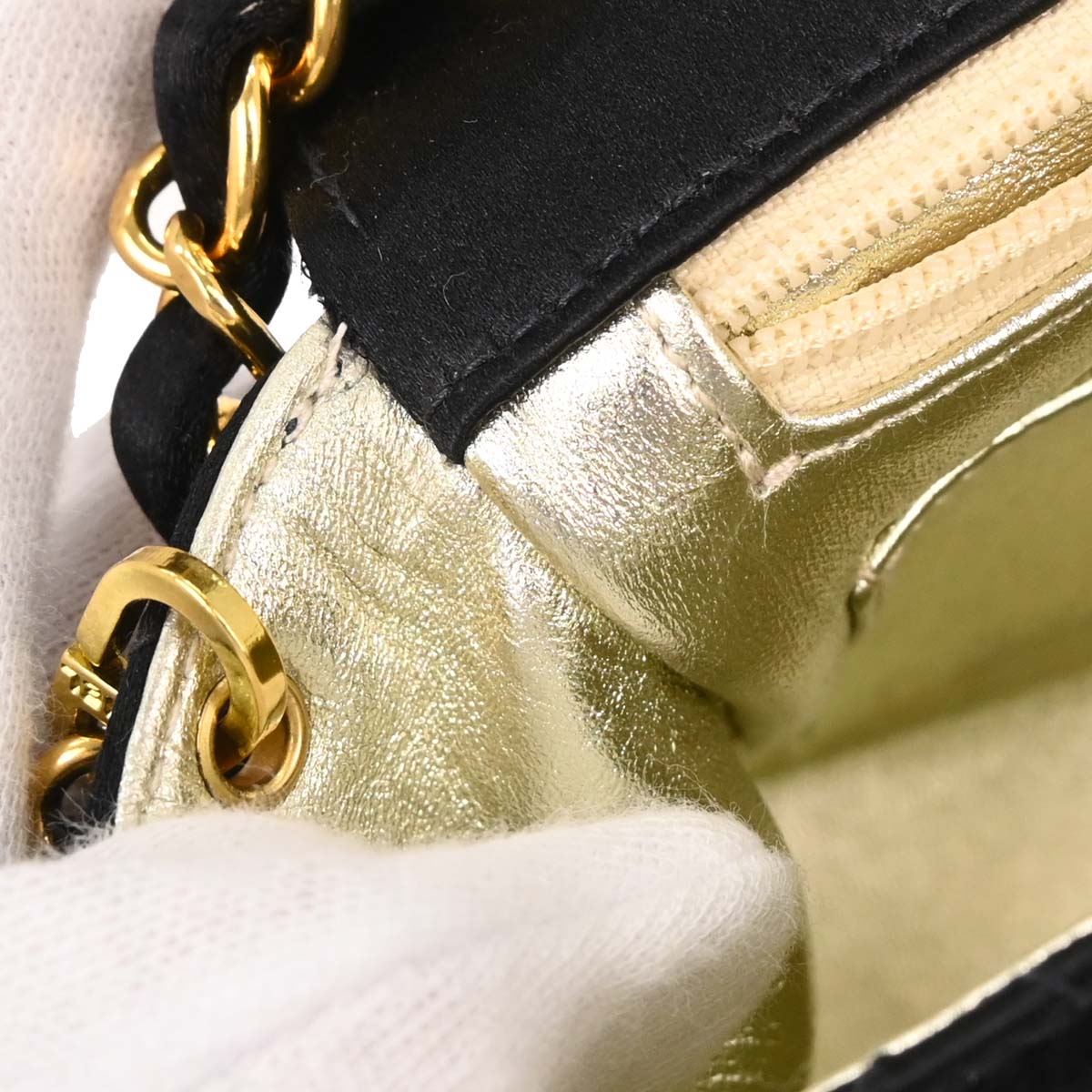Chanel 1991-1994 Black Satin Mini Classic Square Flap Shoulder Bag